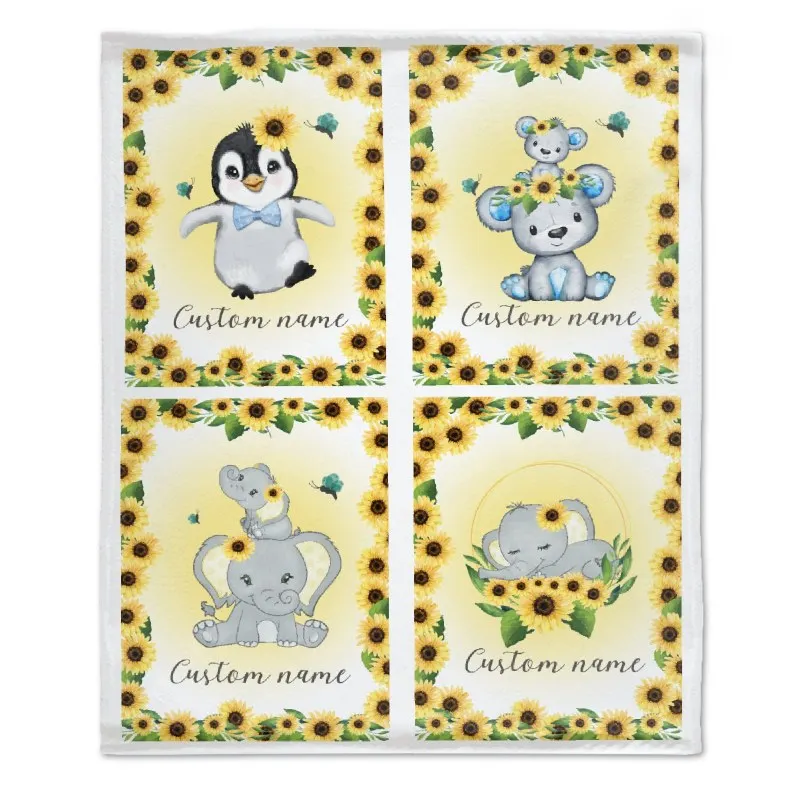 

Baby Blanket Custom Name Throw Blanket Cute Elephant Baby Girl Boy Blankets Lightweight Soft Flannel Throw Personalized Gifts