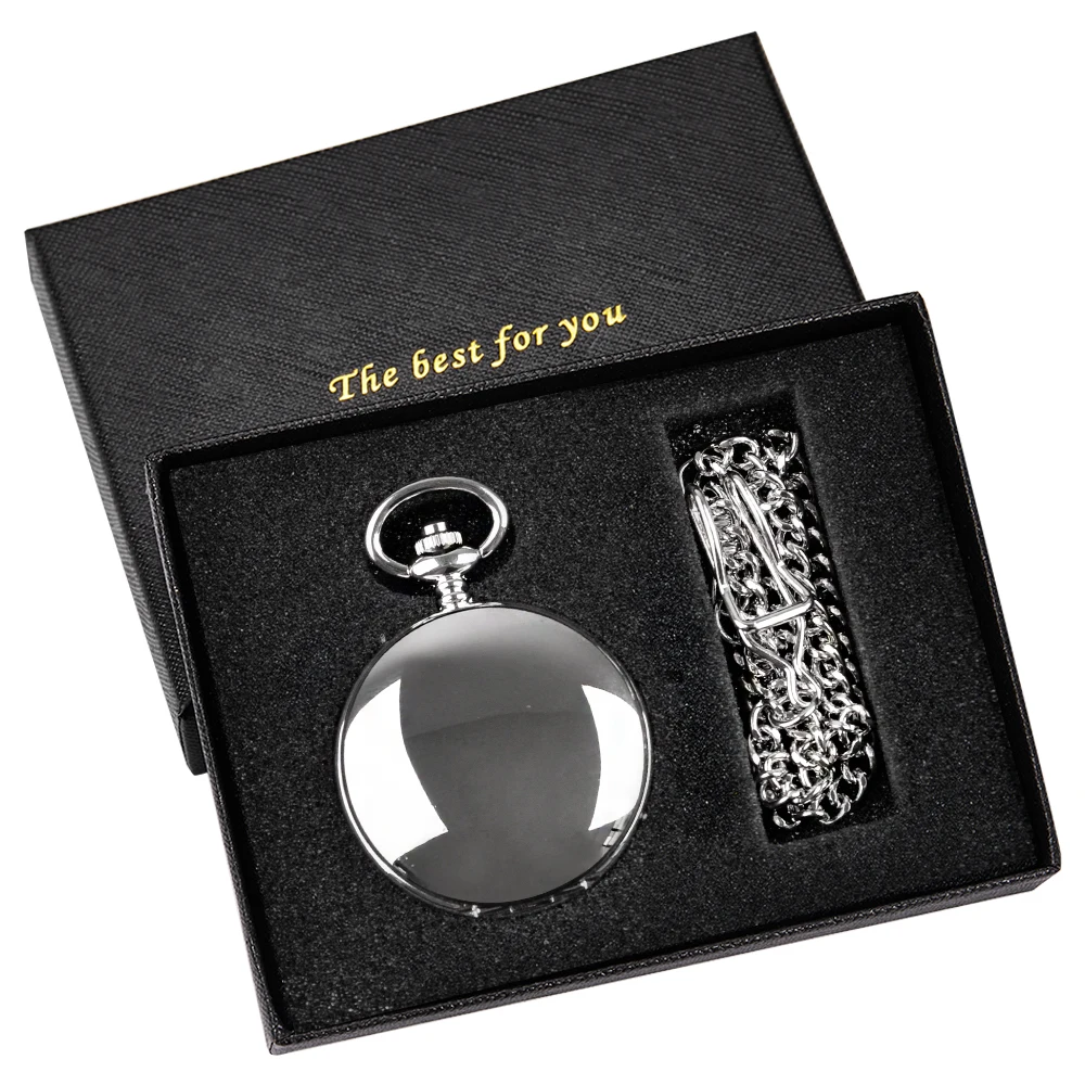 New Fashion Mens Pocket Watch Necklace Luxury Silver Men Mechanical Chain Watches Gift 2 Sides Open Case Clock