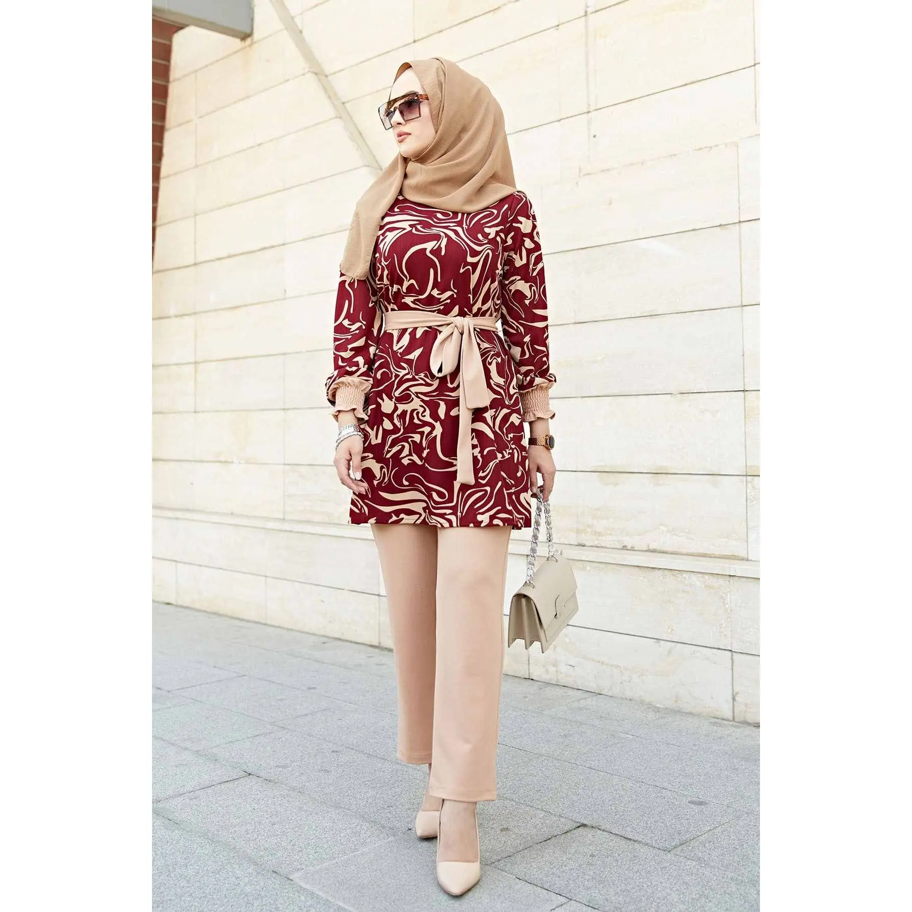 Muslim Outifits  Rosella Set Women's Muslim Suits Sets Ladies Denim High Elastic Waist Pants Casual Islamic Turkey Clothes Dubai