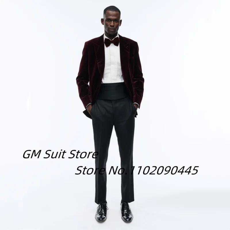 Men's 2-piece Suit (Top + Pants) Suede Autumn Winter 2022 Slim Fit Lapel Handsome Single-breasted Suitable Groom's Wedding