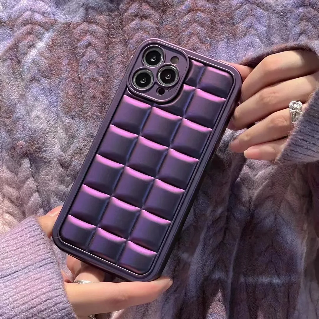 

Purple Lattice Fancy Shiny Soft Case For Iphone 11 12 13 14 Pro Max 14Plus Lovely Cute 13Pro Back Cover