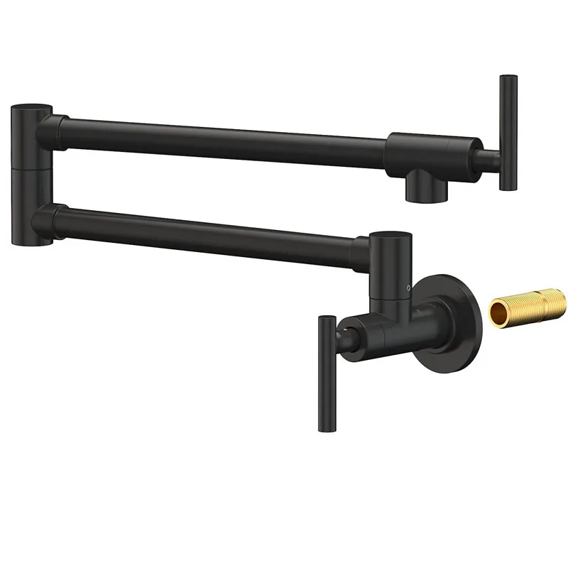 Смеситель для наполнителя кастрюли, настенное крепление, смеситель для кухонной плиты, латунный растягивающийся двойной шарнир, один отверстий с двумя ручками, смеситель