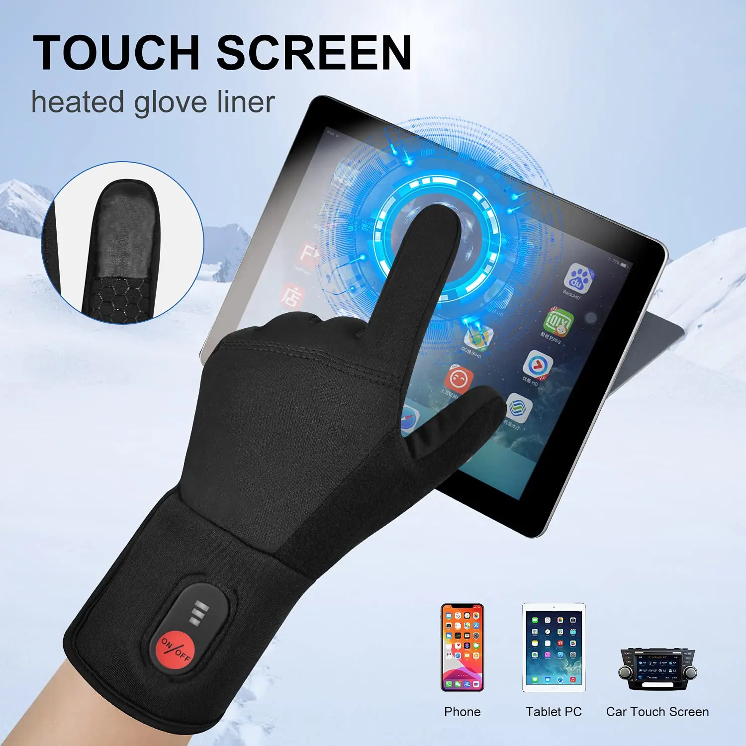 Тонкие перчатки с подогревом и перезаряжаемой батареей для мужчин женщин