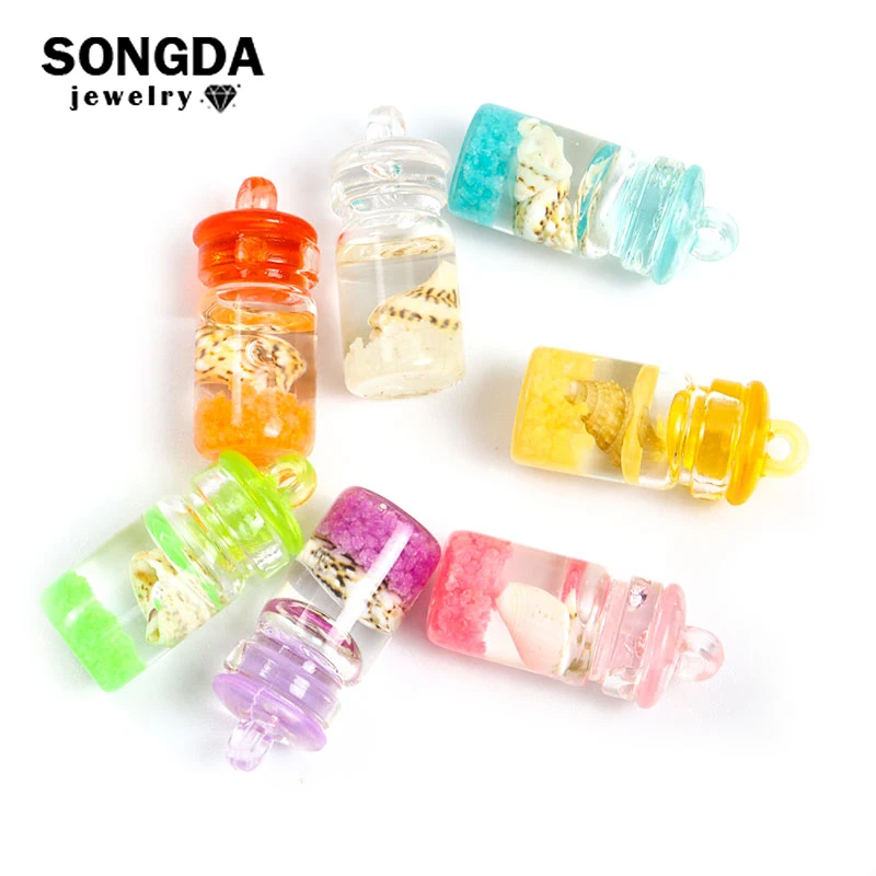 

10pcs Luminous Wishing Glass Bottle Conch Shell Charms DIY Jewelry Making Accessories Necklace Keychain Pendant Handmade Finding