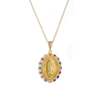 chain and pendant copper micro set zircon the blessed virgin mary plated necklace jewelry set
