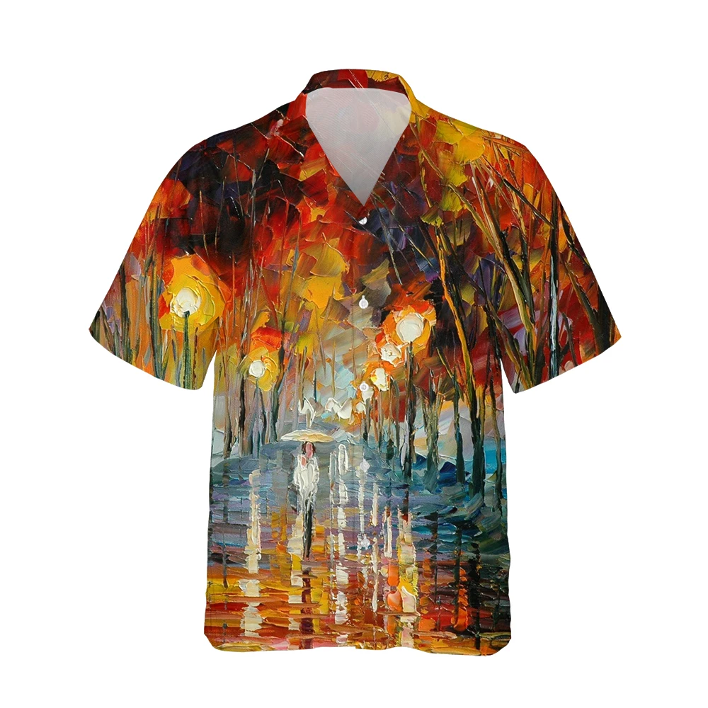 

2022 Hawaiian Shirt Mens 3D Harajuku Oil Painting Summer New 3d Scenery Colorful Trees Flower Lover Short Sleeve Aloha Shirt 5XL