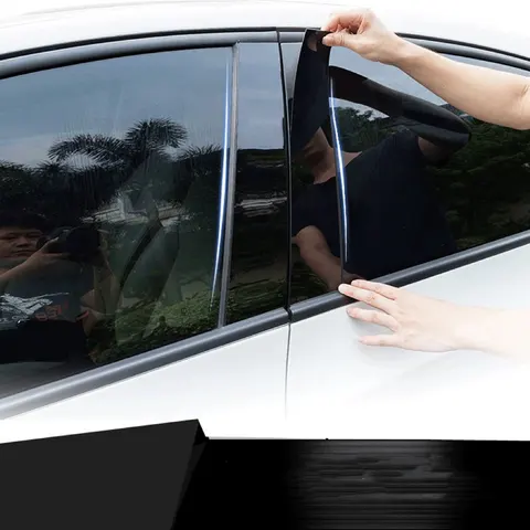 Наклейка на стойку окна двери автомобиля для Kia Sportage 3 SL 2011 ~ 2016 2012 2013, накладки на стойки из углеродного волокна, серебряная наклейка, аксессуары