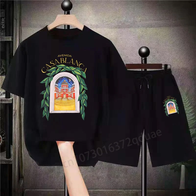 

Cotton Casa Sports Suits Casablanca Short Sets Mens Oversized Tracksuits Tees Shorts 2 Piece Suits Summer Outfits Free Shipping