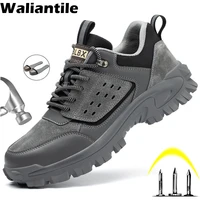 waliantile security construction safety work shoes for men male steel toe boots puncture proof indestructible safety footwear