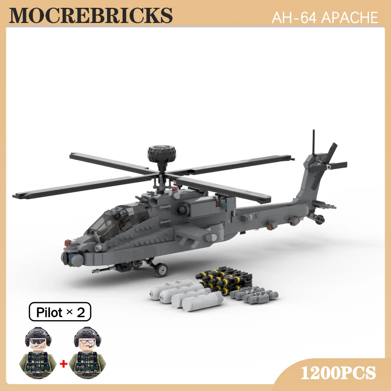 

WW II Military Rescue Plane Sets AH-64 Armed Helicopter MOC Building Block Classic Aircraft Model Bricks Toys for Boys