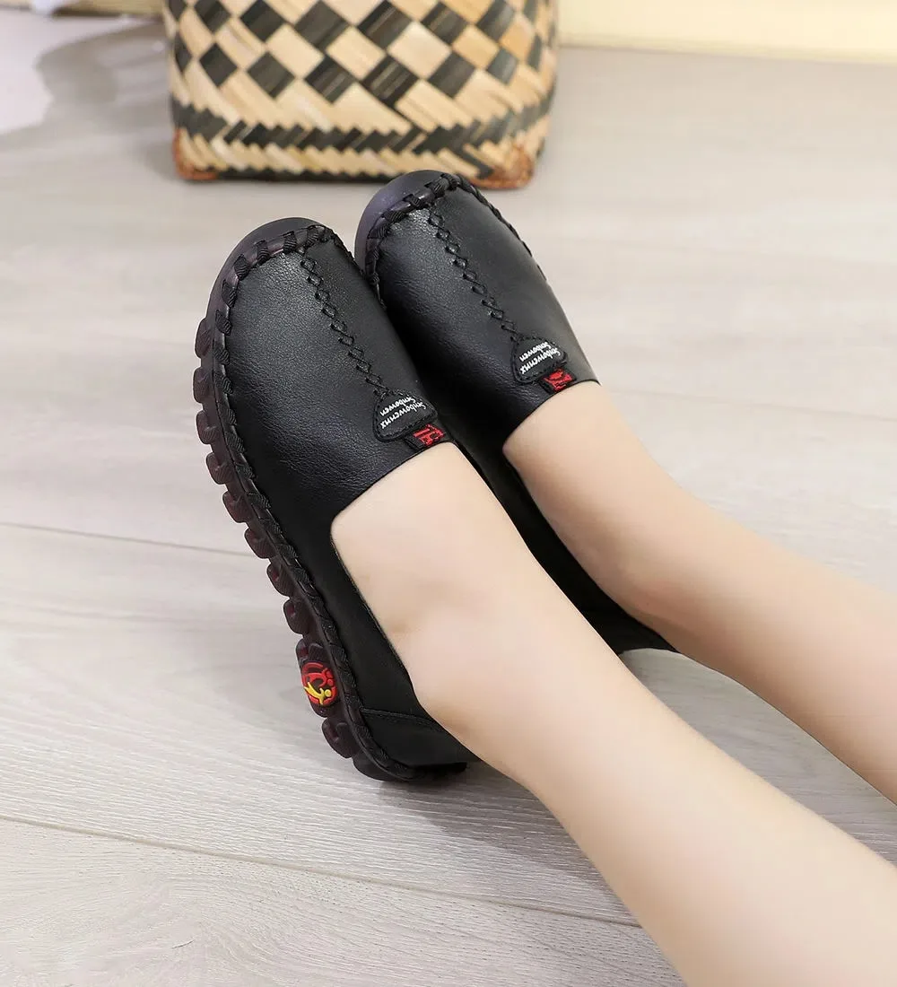Drop Shipping White Cushion Loafers Women's Comfy Autumn Shoes Woman Flats Red Soft Moccasins Women Slip On Driving Shoes Loafer