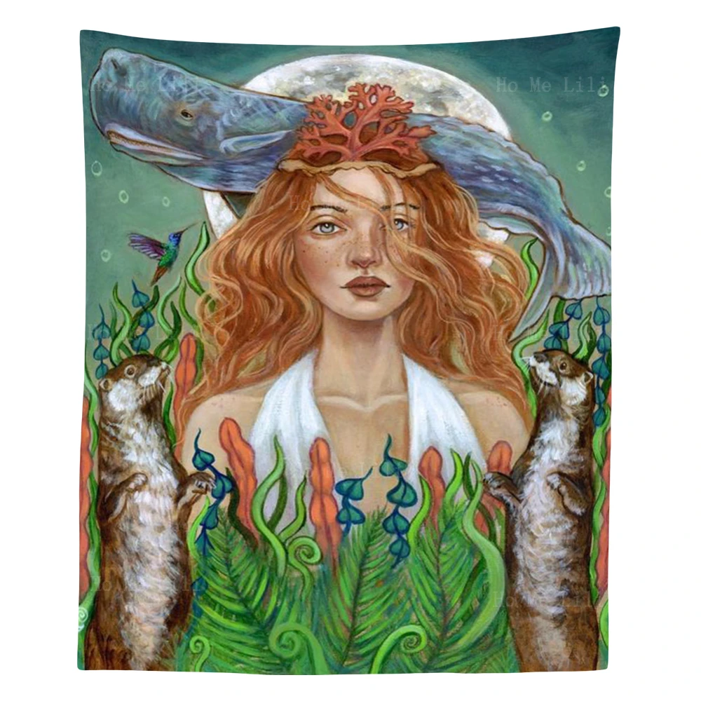 

Greek Oceanid Goddess Pagan Mythology Swans Girl Female Art Surrealism Tapestry By Ho Me Lili For Livingroom Wall Decor