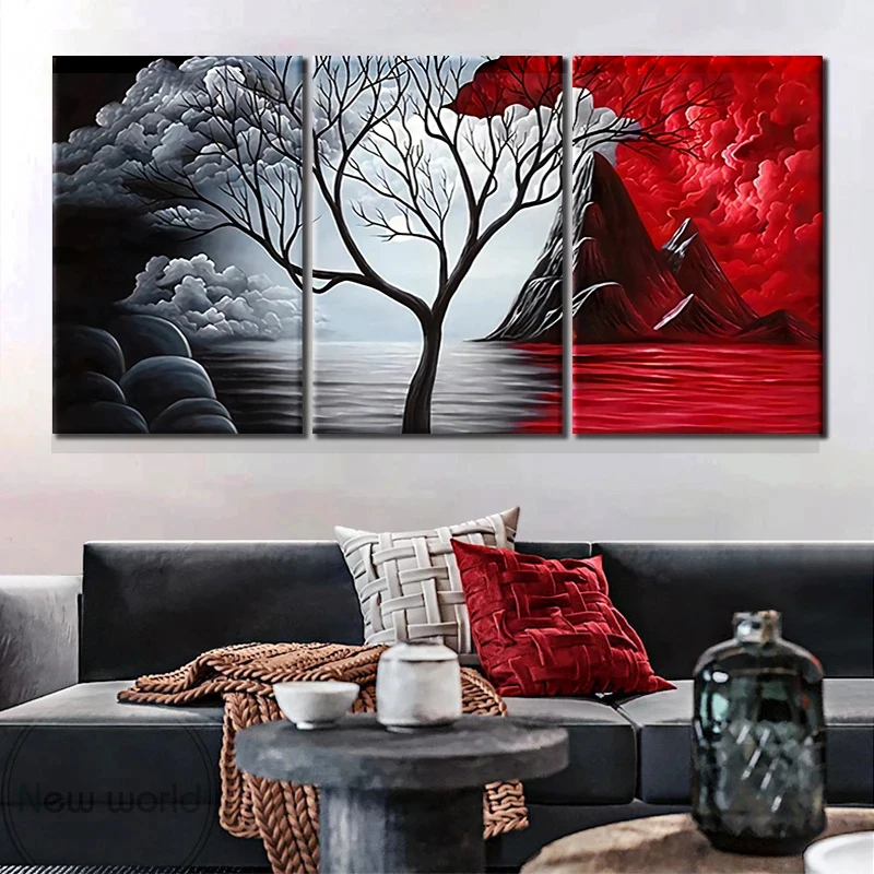 Настенная картина с изображением красного дерева |