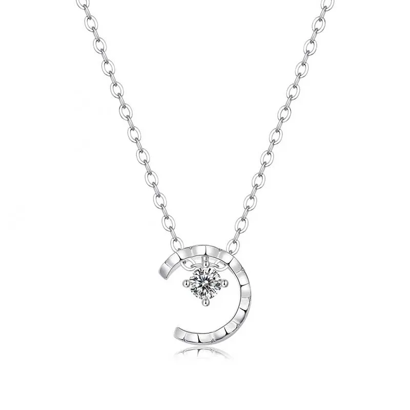 

Trendy 0.2ct D Color Moissanite Moon Star Necklace for Women 925 Sterling Silver Lab Diamond Pendant Necklaces Pass Test Gift
