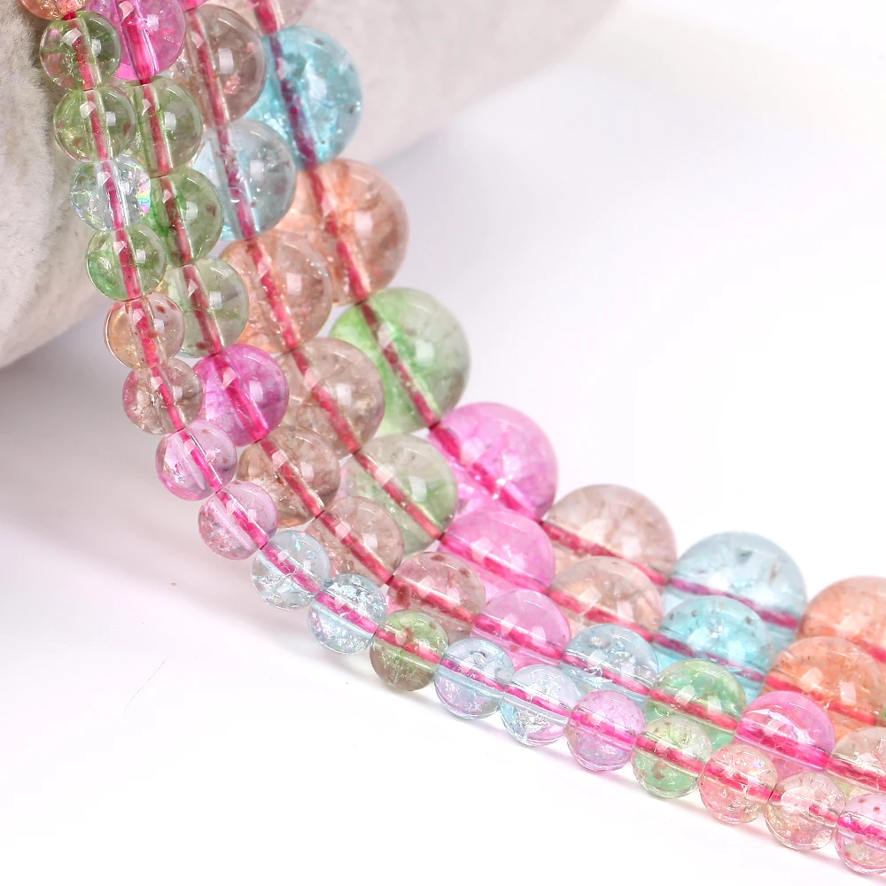 Бусины из натурального камня sonow потрескавшийся кристалл круглые бусины