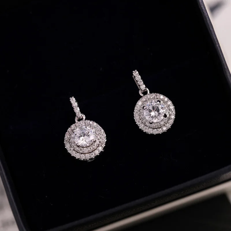 

HOYON 925 Sliver Color Imitation Diamond AAA Zircon Earrings for women Wedding Gift Zirconia round Jewelry Free Shipping