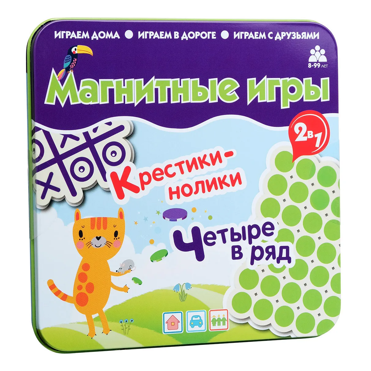 Крестики-нолики и 4-в-Ряд Магнитная игра 2-в-1