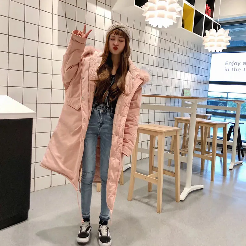

ZATRHMBM Women 2022 Winter Fashion Mid Length Loose Parker Cotton Coat Vintage Long Sleeves Female Outerwear Chic Overshirt
