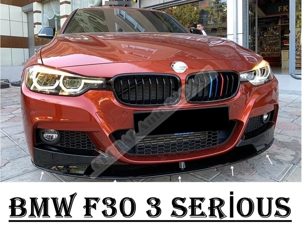 

Для Bmw F30 накладка на передний бампер губа 2010-2020 пианино глянцевый черный разделитель диффузор универсальный спойлер бампер Брызговики Спорт