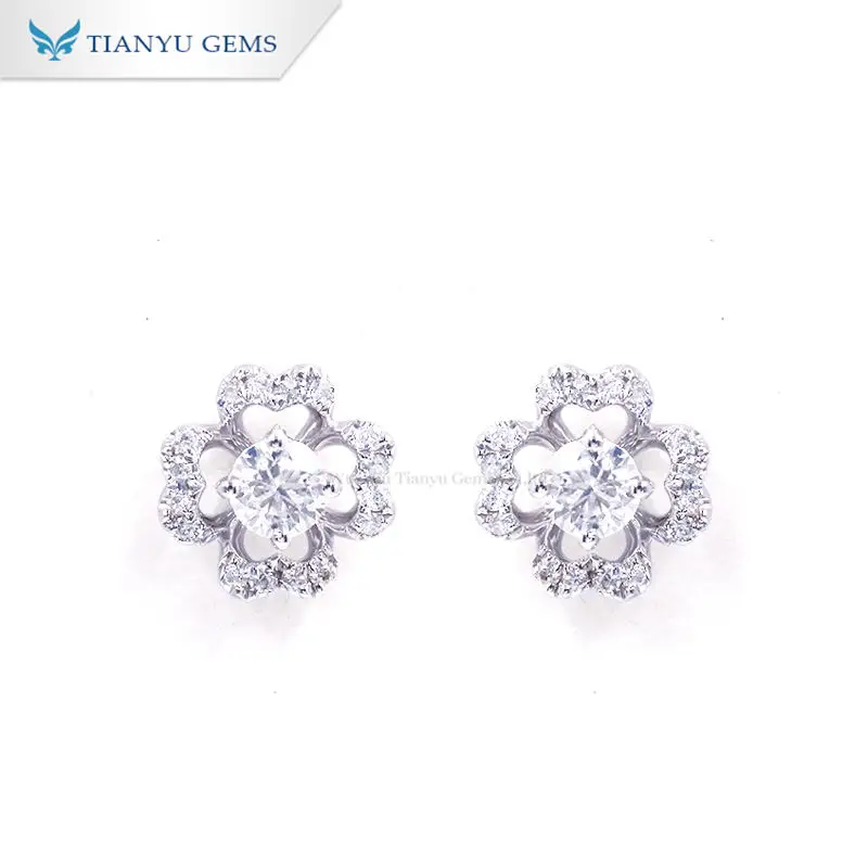 

Tianyu Gems 3.5mm Round Cut Moissanite Earrings 10k Solid Gold Women Wedding Diamonds Passed Test DEF White Stone Stud Earring
