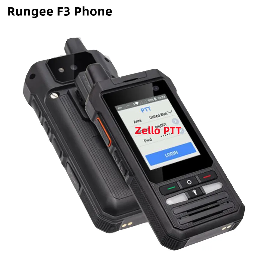

5300mah Rungee F3 PTT POC Walkie Talkie 4G LTE CellPhone 1GB 8GB GPS GLONASS 5MP 2.4INCH IP54 Waterproof WiFi Bluetooth M6 Port