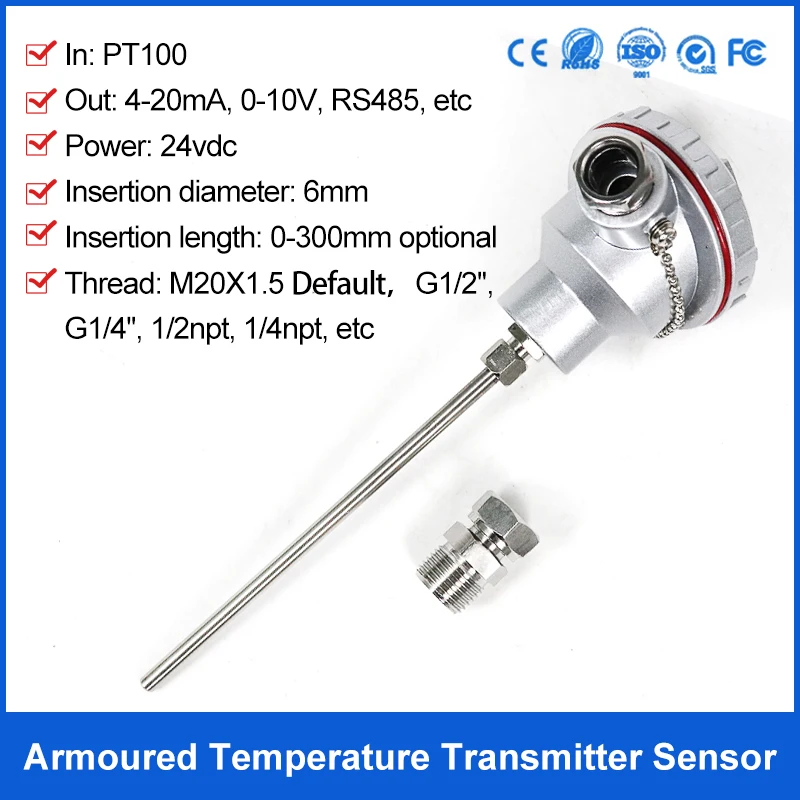

4-20Ma Smart Pt100 Temperature Transmitter With Rtd Sensor K Type Thermocouple