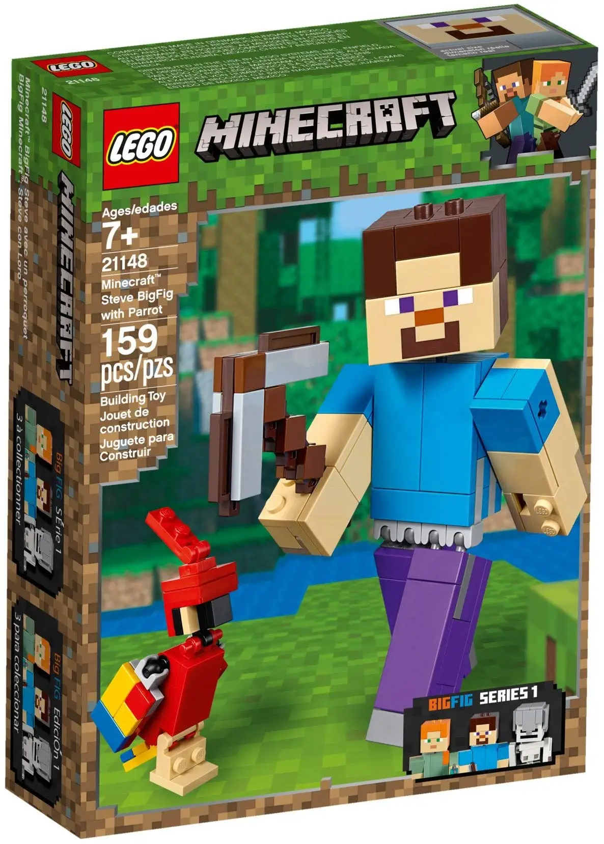 LEGO Minecraft Minecraft Большая фигурка Стива и попугая 21148 Игрушка ...
