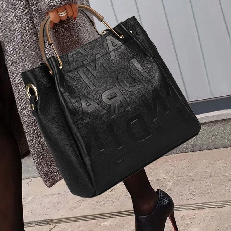 

Women's Real Leather Tote2023 New Fashion Cow Genuine Leather Luxury Handbags Versatile Ladies Bags Large-Capacity