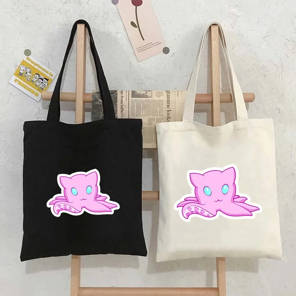 

Cute Alien Cat Octopus Cartoon Printed Tote Bags for Women Canvas Shopping Bag Eco Large Capacity Reusable Handbags