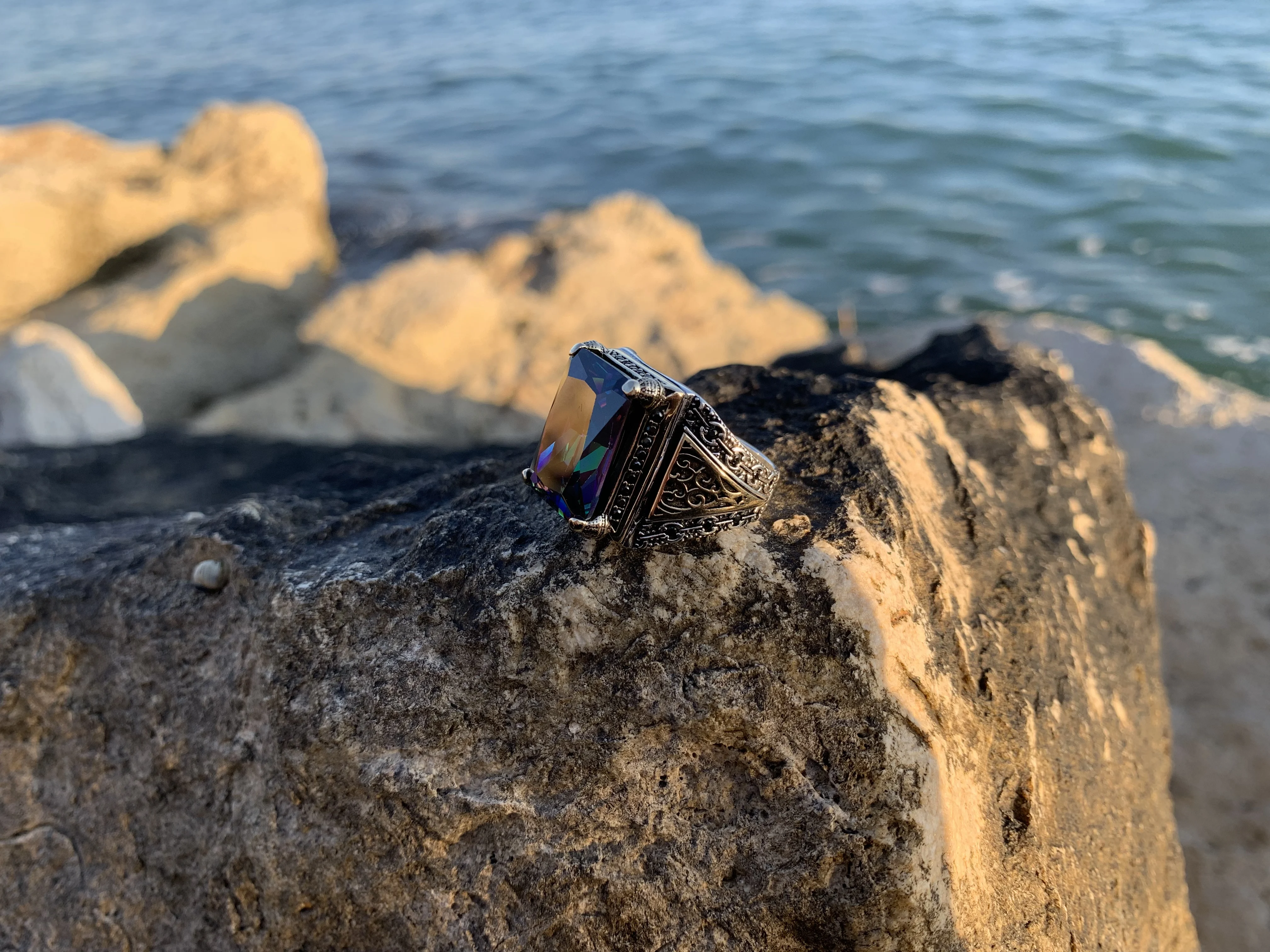 

Серебряное кольцо с топазом из серии Султан, модное турецкое высококачественное кольцо ручной работы, подарок,