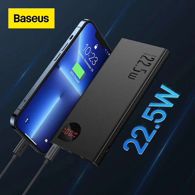 

Baseus 22,5 Вт металлический внешний аккумулятор быстрая зарядка портативное зарядное устройство 10000 мАч