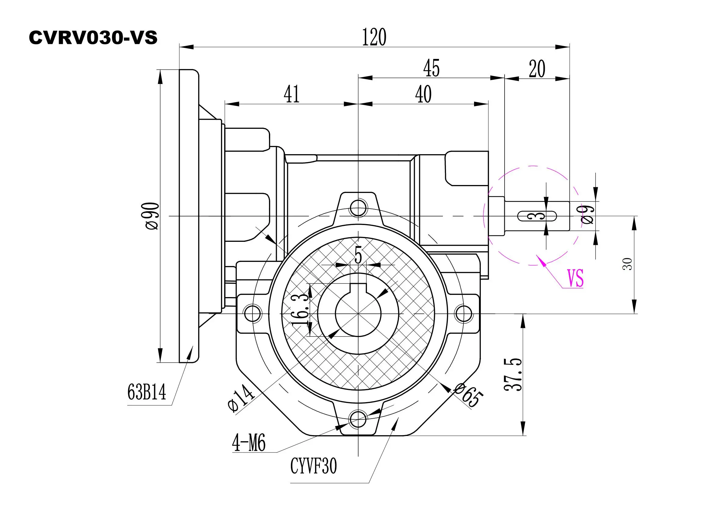 Червячный редуктор Chenyue VFVS-30, выход 14 мм, передаточное число 5-80, из оловянной бронзы, от производителя (art.: 3920dc91d8159) - 3920dc91d8159
