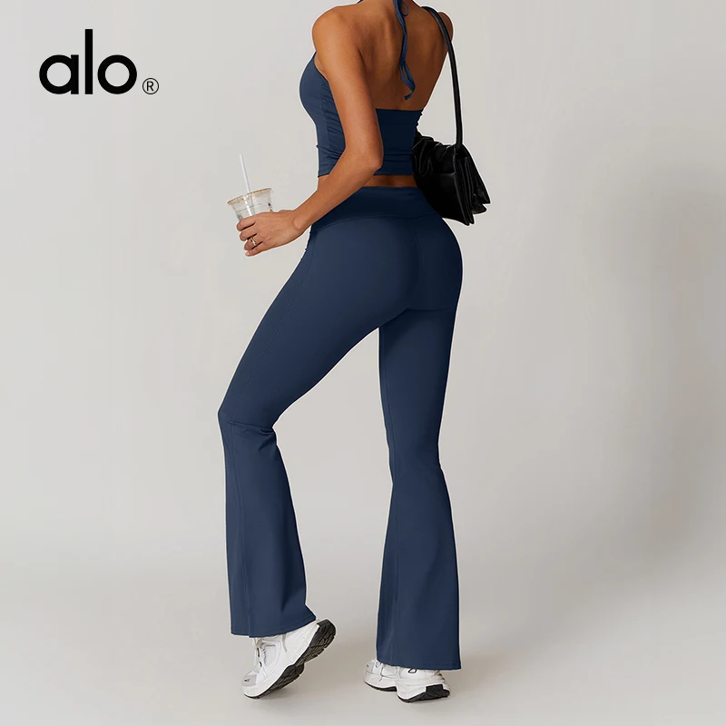 Женская одежда для йоги в стиле ALO темно-синие штаны повседневные узкие широкие