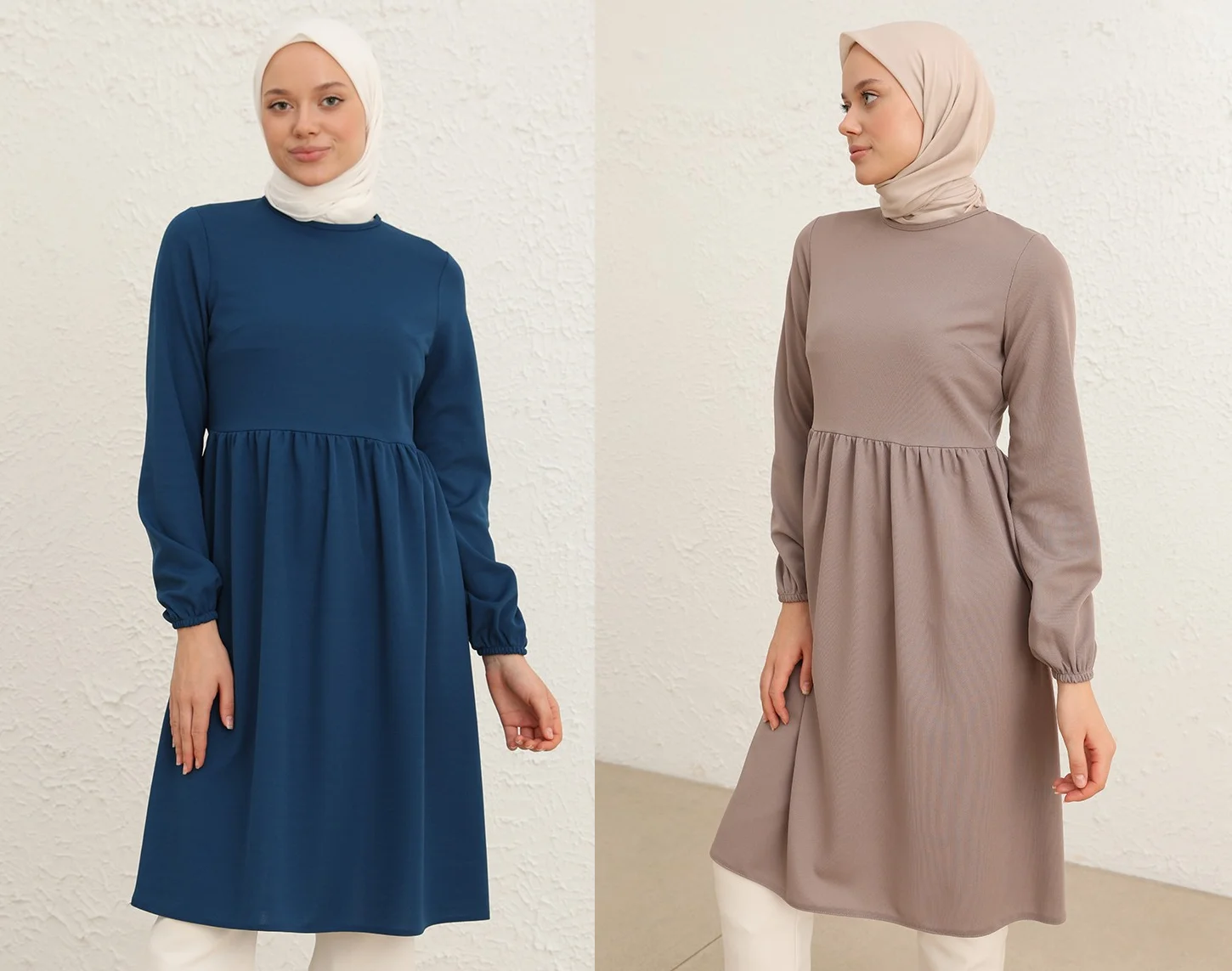 

Мусульманский женский простой однотонный с круглым вырезом и длинным рукавом