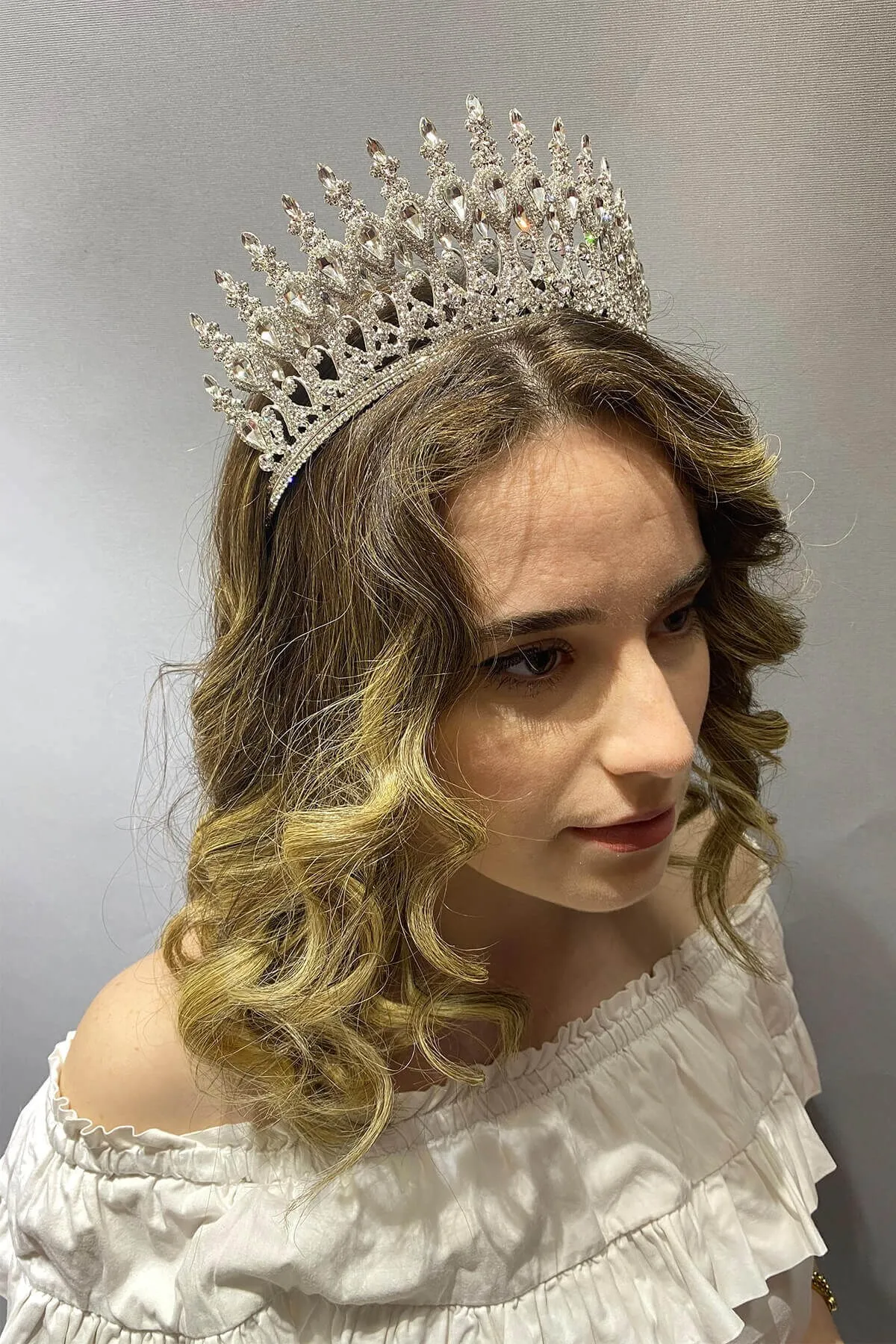 

Wedding Hair Jewelry Crystal Bridal Tiara Crown Silver Color Diadem Veil Tiaras Wedding Hair Accessories Headpieces Head Jewelr