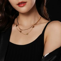hollow butterfly titanium steel necklace does not fade color womens premium double layer snake bone chain festival party