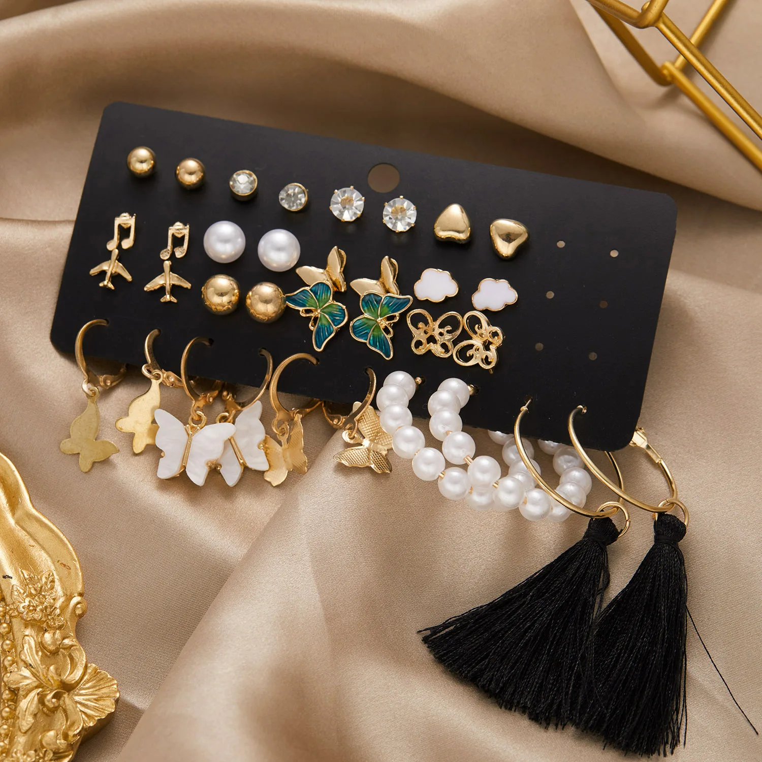 

Women's Earrings Set Acrylic Butterfly Tassel Pearl Earrings for Women Vintage Geometric Round Metal Earrings 2022 Trend Jewelry