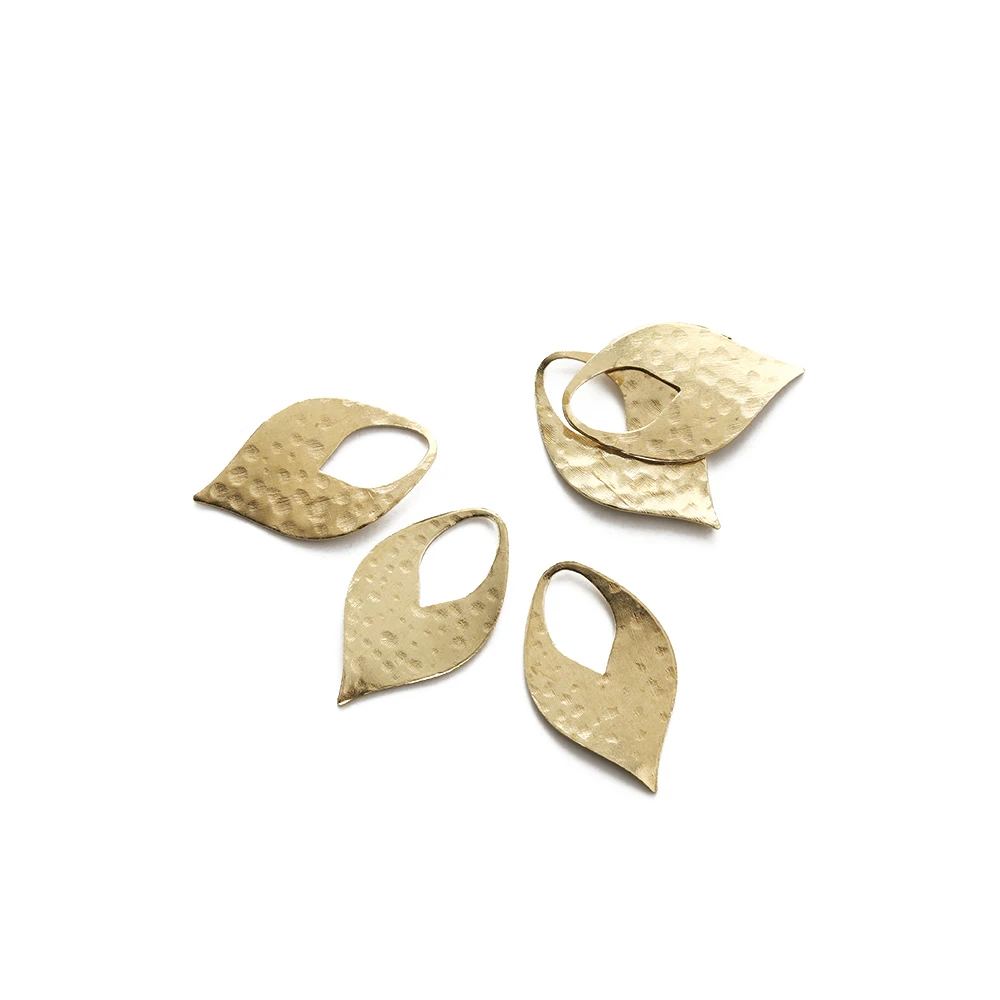 

20Pcs Raw Brass Hammered Leaf Charms Oval Pendant Charm for Jewelry Making Diy Keychain Necklace Earring Bracelet Findings