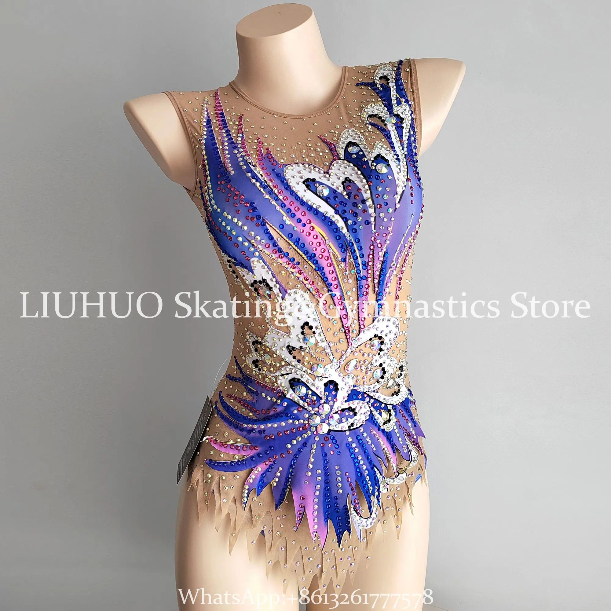 

Artistics Gymnastics Leotards Girls' Adult Purple Ice Figure Skating Dress Sleeveless Rhythmic Dancewear Competition Dress