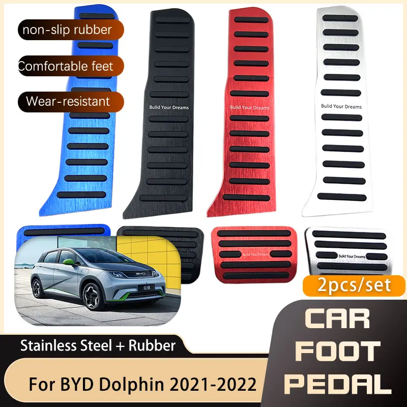 

2x Car Foot Pedals for BYD Dolphin 2021 2022 Gas Accelerator Brake Stainless Steel Non-slip Pedal Cover Pads Cautomotive Parts