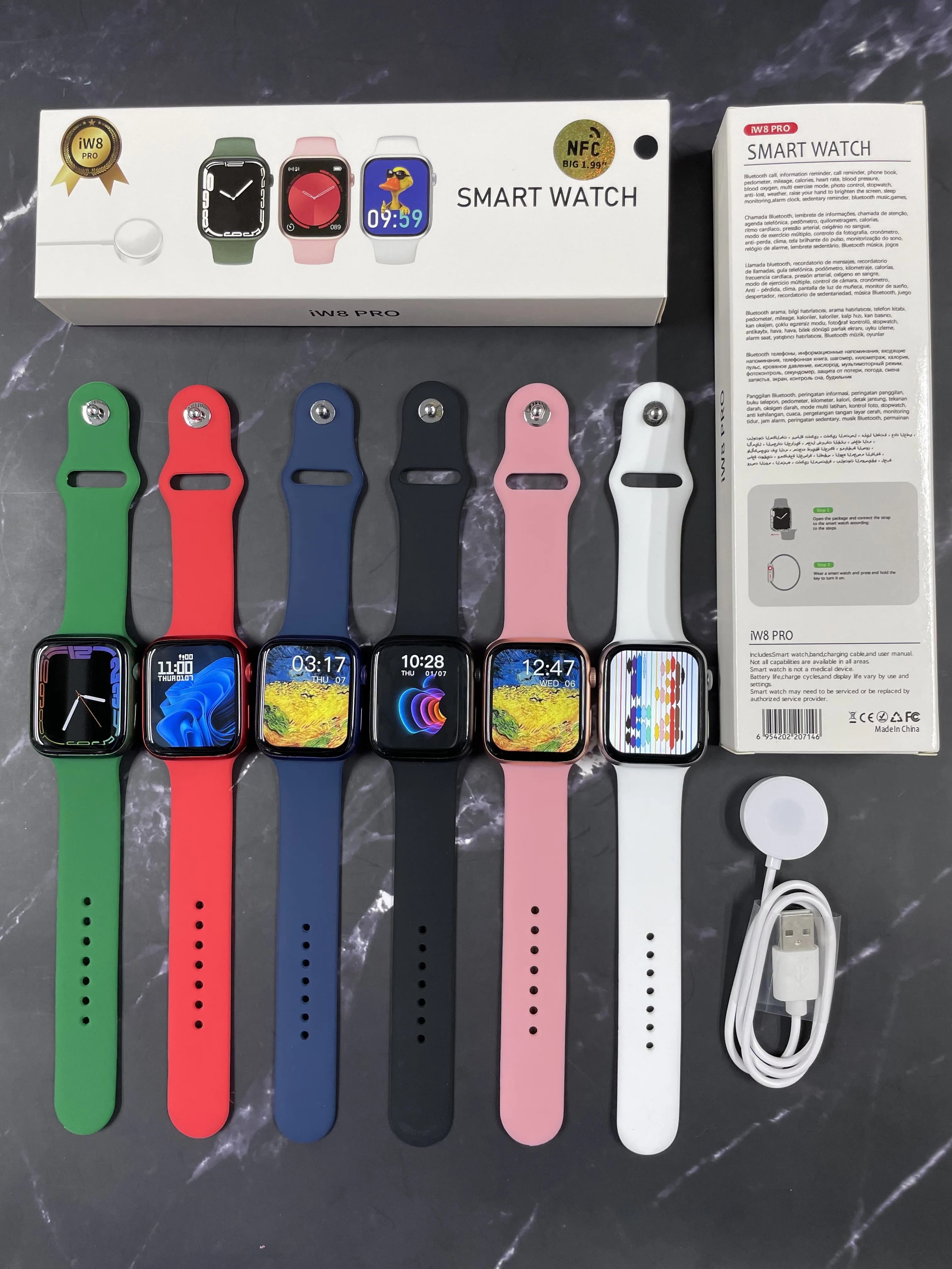 

Original Wholesale 1/2/3/5/10 PCS IW8 Pro Smart Watch NFC Fuction Bluetooth Calls APP HryFine Note The Color When Purchasing