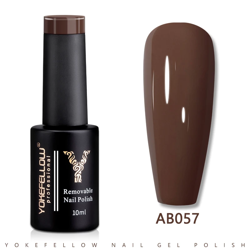 

Профессиональные полуперманентные гелевые лаки для ногтей yokemulti, цвет коричневый, AB057, 10 мл