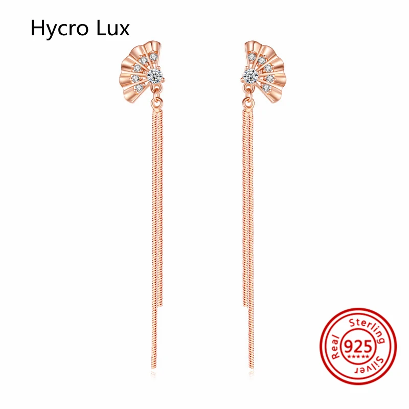 

2022 New 925 Sterling Silver Chinese Fan Drop Earring for Women Valentine's and Christmas Gift with Zircon Luxury Ethnic Jewelry