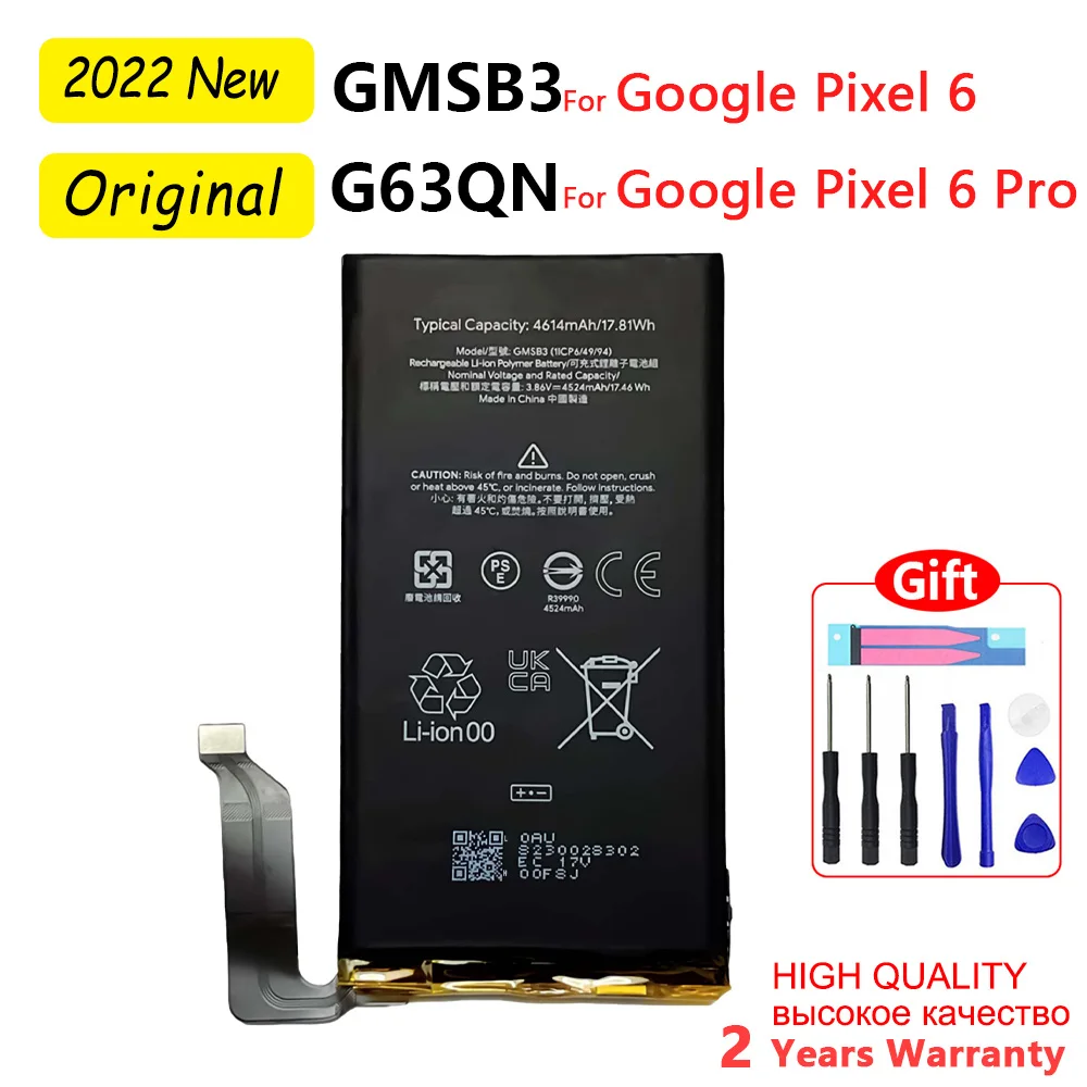 Original Replacement Battery GMSB3 G63QN For Google Pixel 6  Pixel6 PRO Pixel 6 PRO Battery Rechargeable Batteria+Tracking code