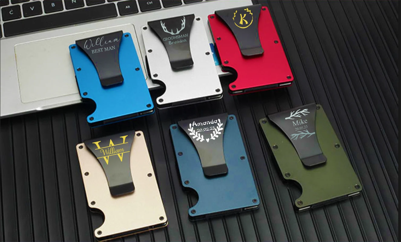 

Customized Ultra-thin And Minimalist Wallet Aluminum Alloy RFID Anti-theft Brush Credit Card Holder Men's Metal Compact Wallet