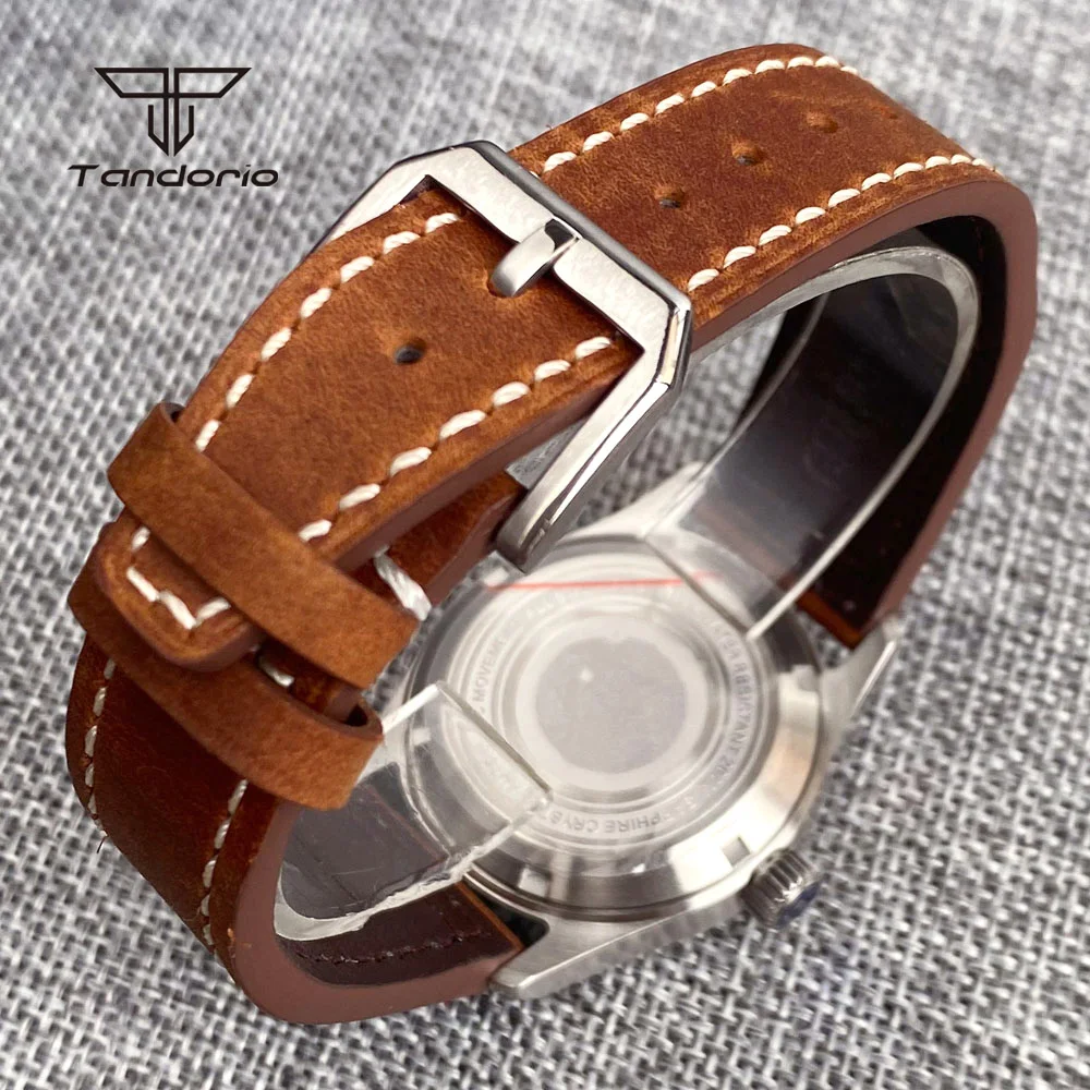 Tandorio Pilot Style NH35 Starry Sky Dial Автоматические часы для погружения 36 мм Мужские часы 20 атм Дата Полностью светящиеся механические наручные часы Кожаные (art.: 3920d266e697f) - 3920d266e697f