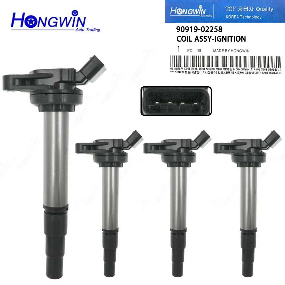 

4PCS New 90919-02258 Ignition Coil For Toyota Corolla Matrix Prius Scion xD 1.8L RAV4 90919 02258 9091902258 UF-596 C1714 UF-619