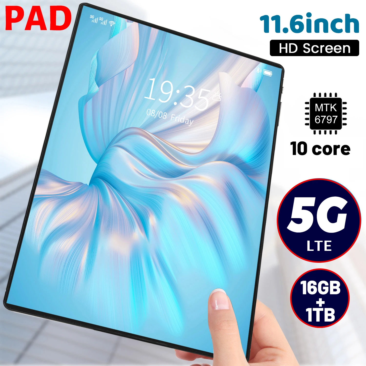 2023 Nuovo Tablet 5G 11.6 Pollici Android 11.0 Phablet Mtk6797 16Gb Ram 1Tb Rom Tablet Pc Dual Camera Dual Sim Card Wifi Type-C