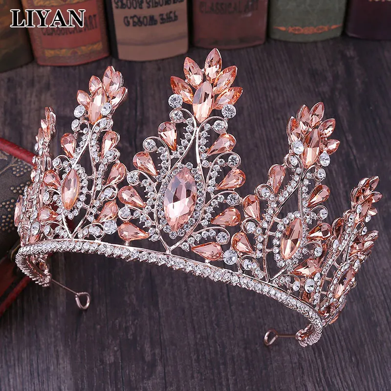 

LIYAN Luxury Tiara Crowns Big Crystal Bridal Tiaras Crown Rhinestone Diadem Veil Tiara Bride Headbands Wedding Hair Accessories