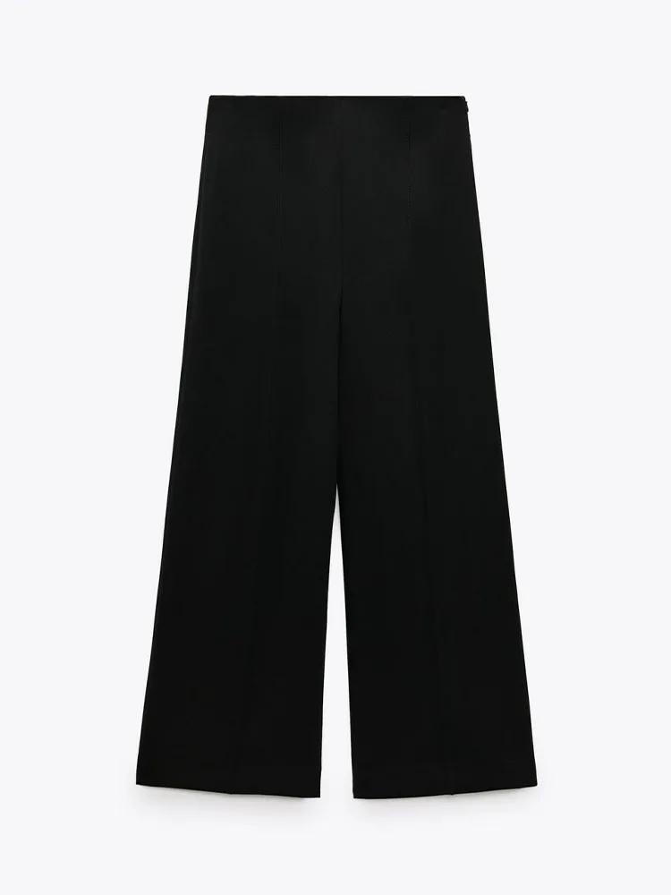 

Zach AiIsa counter quality new women's fashion all-match simple high-waist casual neutral wind drape loose wide-leg pants